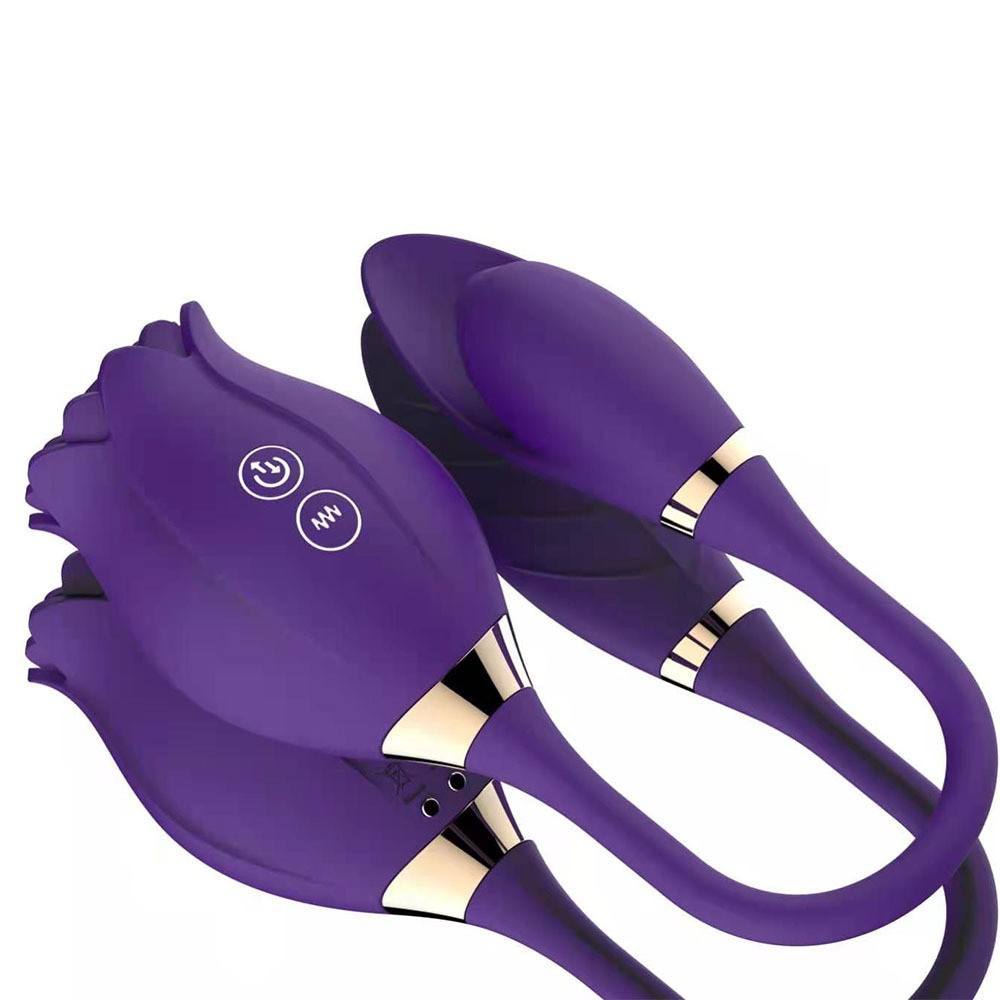Sex Toys Double Head Use Rose Flower Shape Clitoral Sucking Vibrator - Lovetoys wholesales shop