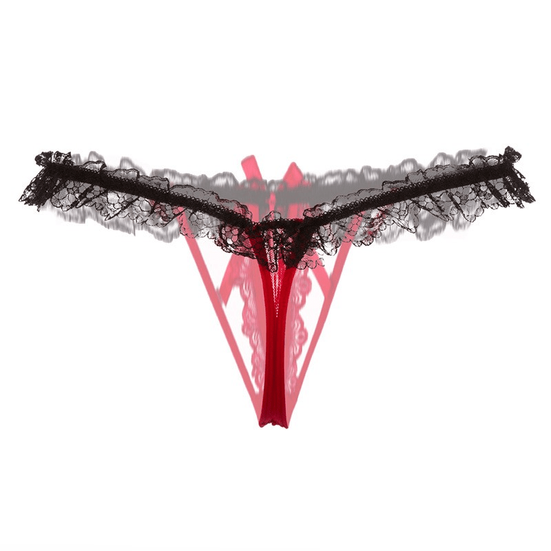 Sexy Crotchless Pearl Massage Lace Panty T - back - Lovetoys wholesales shop