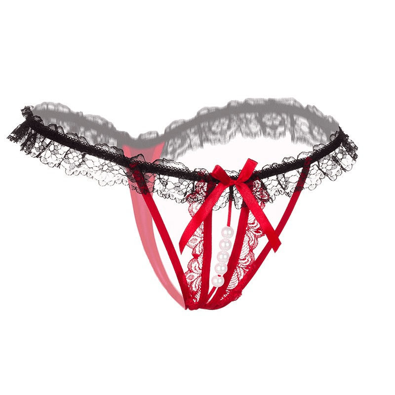 Sexy Crotchless Pearl Massage Lace Panty T - back - Lovetoys wholesales shop