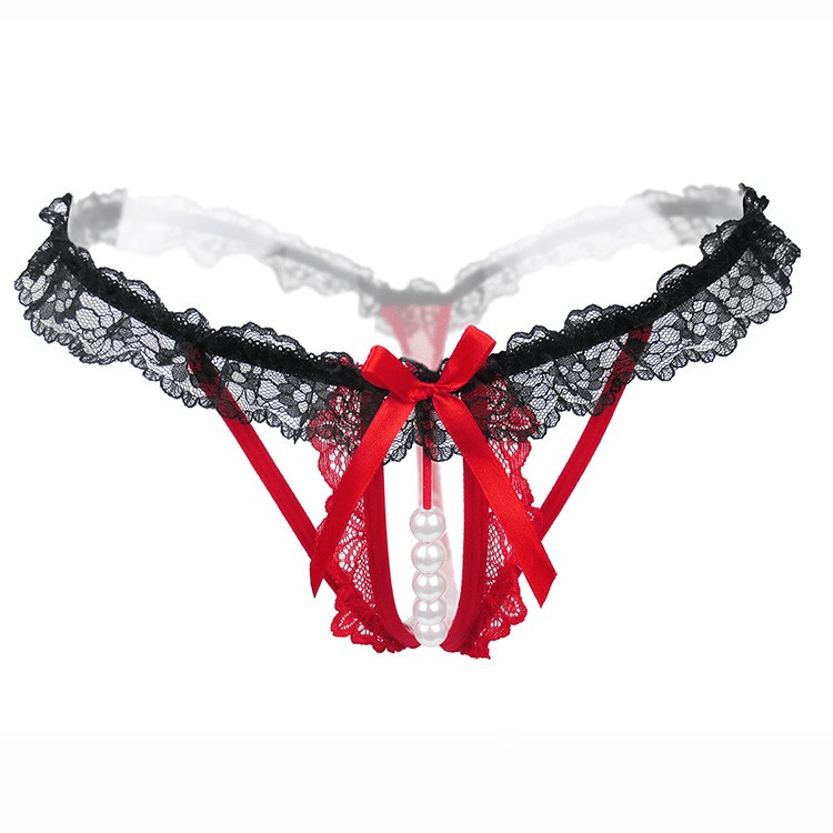 Sexy Crotchless Pearl Massage Lace Panty T - back - Lovetoys wholesales shop