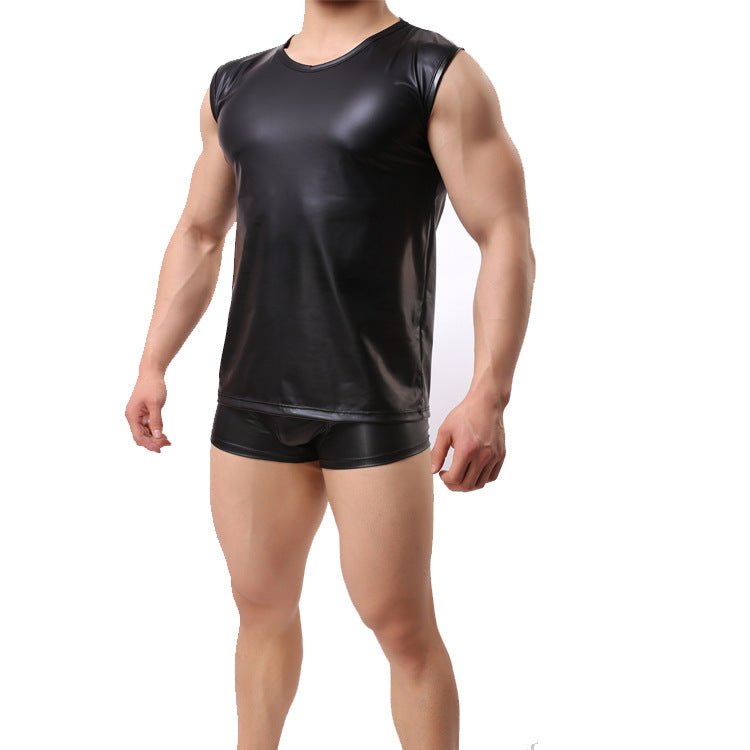 Sexy Faux Leather Slim Vest For Men - Lovetoys wholesales shop