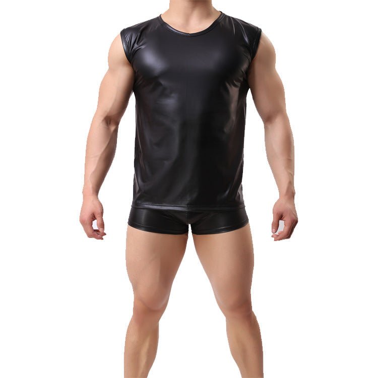 Sexy Faux Leather Slim Vest For Men - Lovetoys wholesales shop