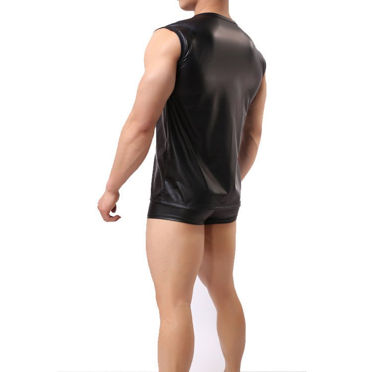 Sexy Faux Leather Slim Vest For Men - Lovetoys wholesales shop