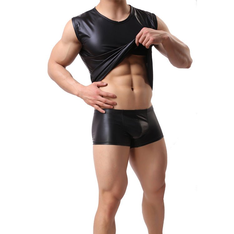 Sexy Faux Leather Slim Vest For Men - Lovetoys wholesales shop