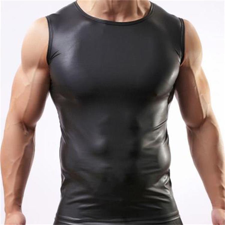 Sexy Faux Leather Slim Vest For Men - Lovetoys wholesales shop