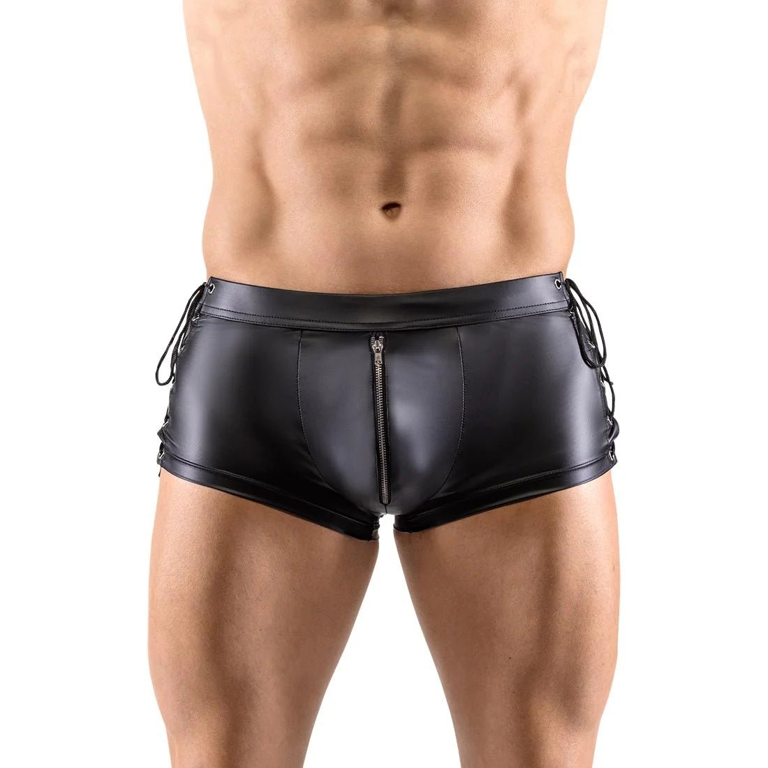 Sexy Faux Leather Zipper Bandaged Boxers - Lovetoys wholesales shop