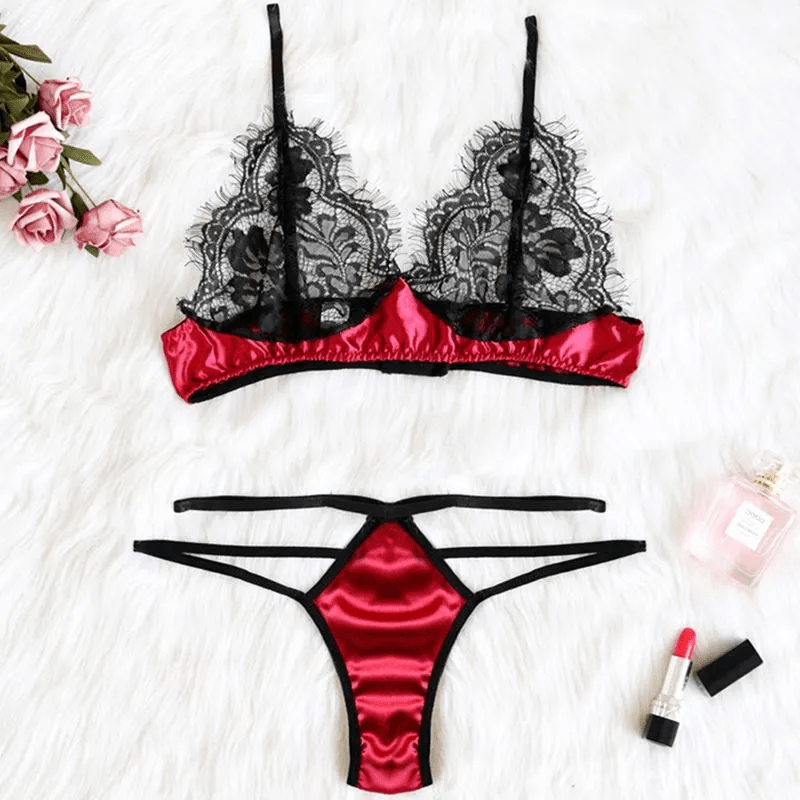 Sexy Hollow Lace Perspective Lingerie Set - Lovetoys wholesales shop