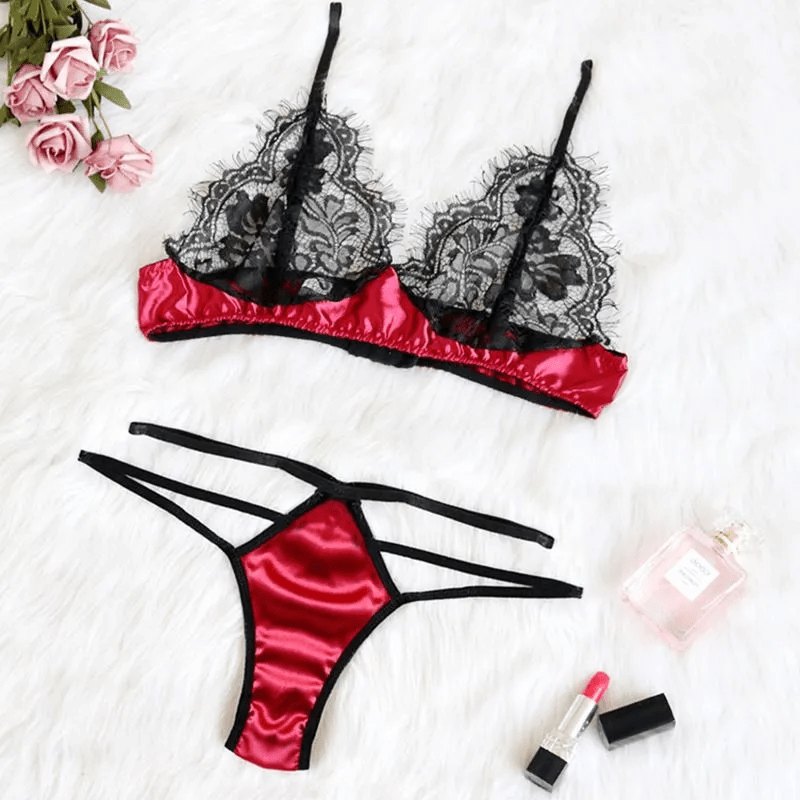 Sexy Hollow Lace Perspective Lingerie Set - Lovetoys wholesales shop