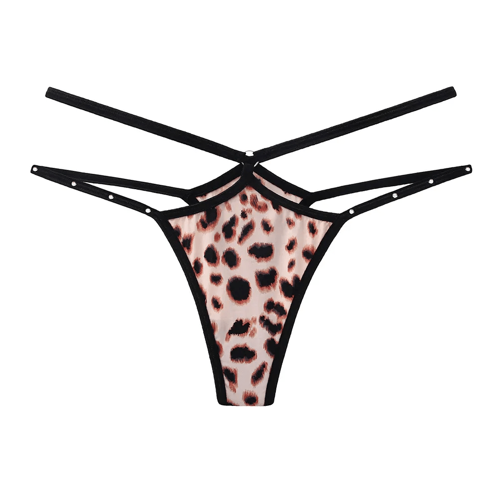Sexy Leopard Rhinestone Ice Silk Hollow - Out Thong - Lovetoys wholesales shop