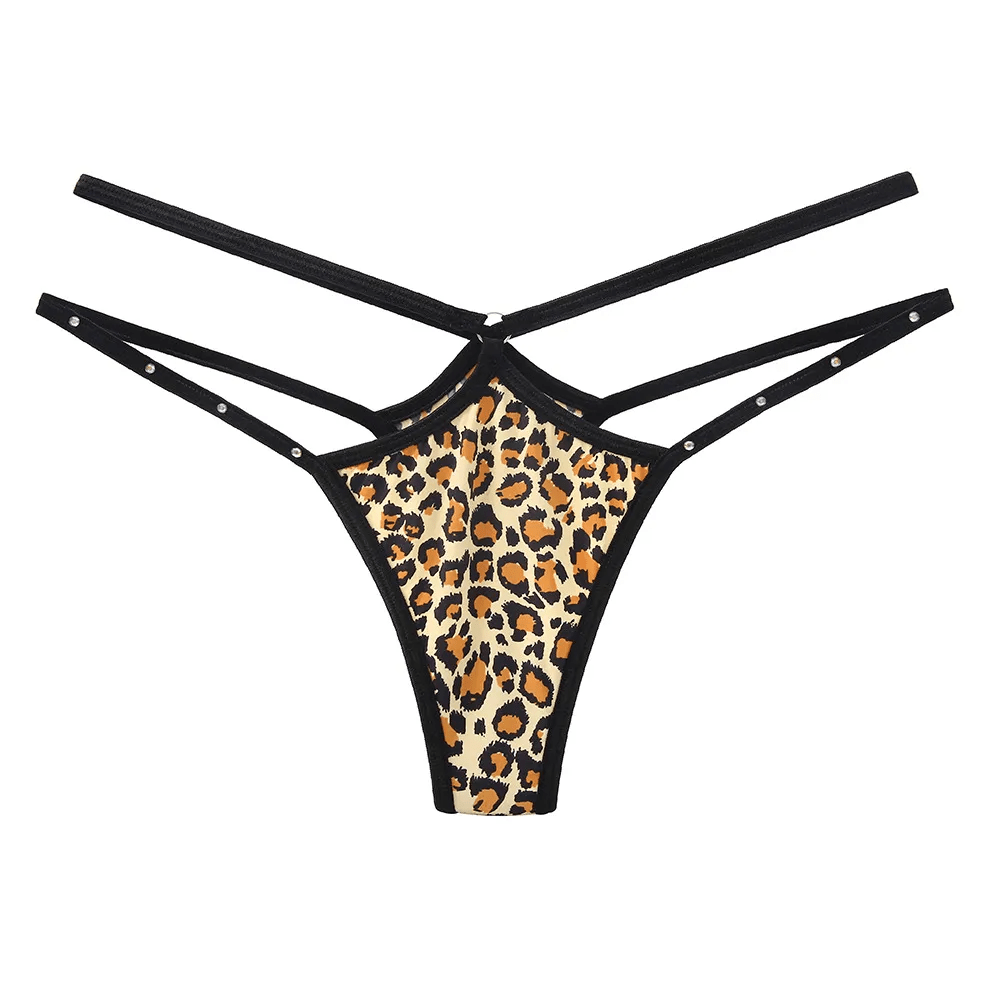 Sexy Leopard Rhinestone Ice Silk Hollow - Out Thong - Lovetoys wholesales shop