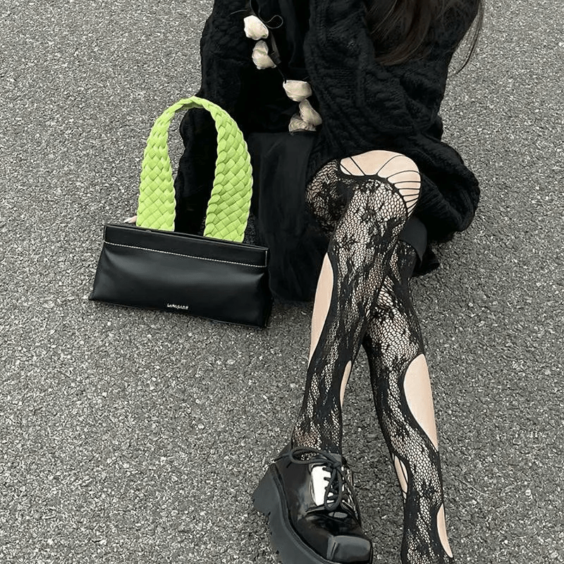 Sexy Rose Cross Stripe Hollow Pantyhose - Lovetoys wholesales shop
