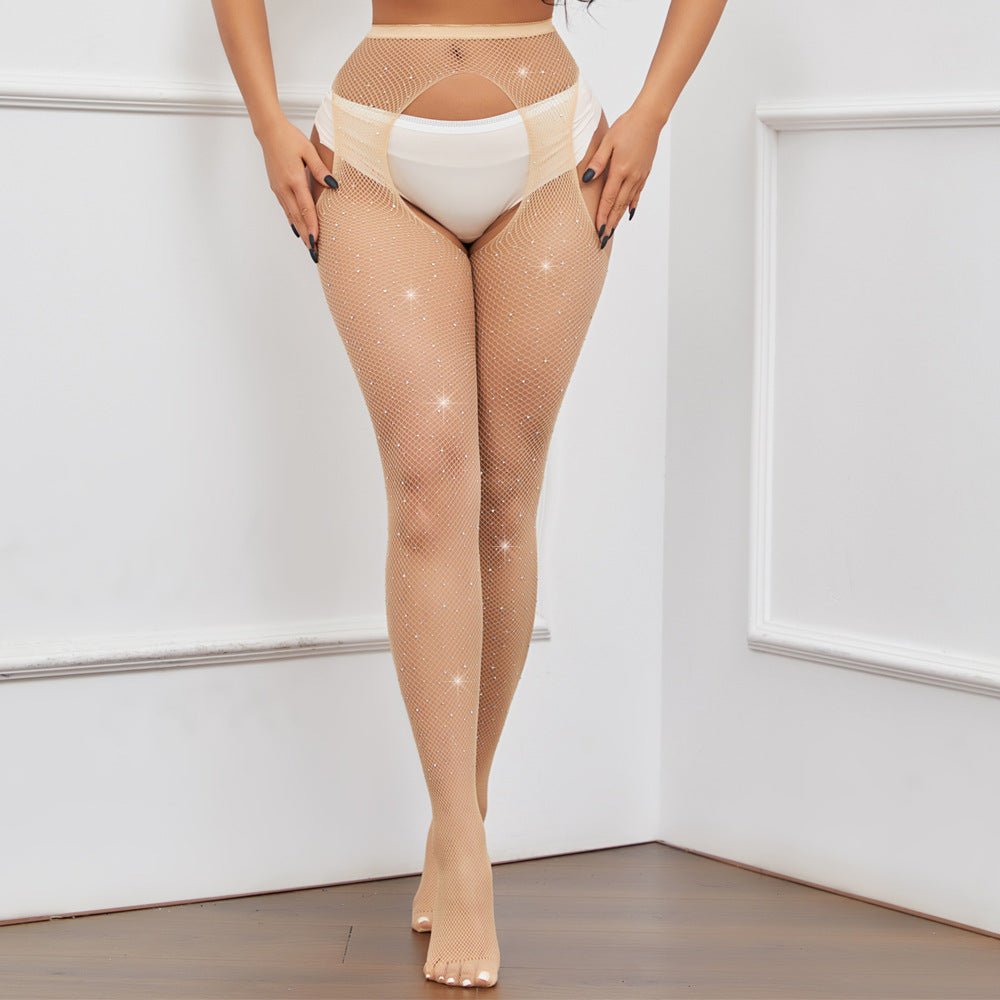 Sexy Women Four Sides Open Diamond Mesh Pantyhose - Lovetoys wholesales shop
