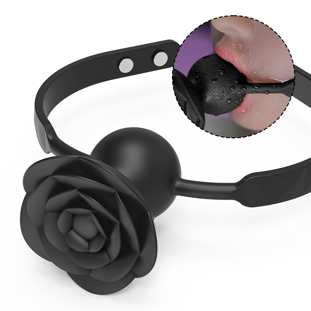 Adult Sex Toy SM Rose Design Mouth Gag Ball Adult Bdsm Bondage Vibrator