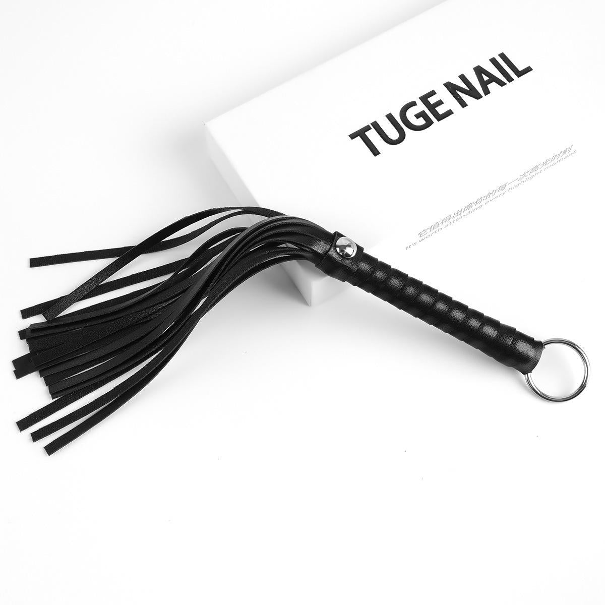 Flogger Whip with Red Wrapped Handle Soft Multiple Straps for Adult