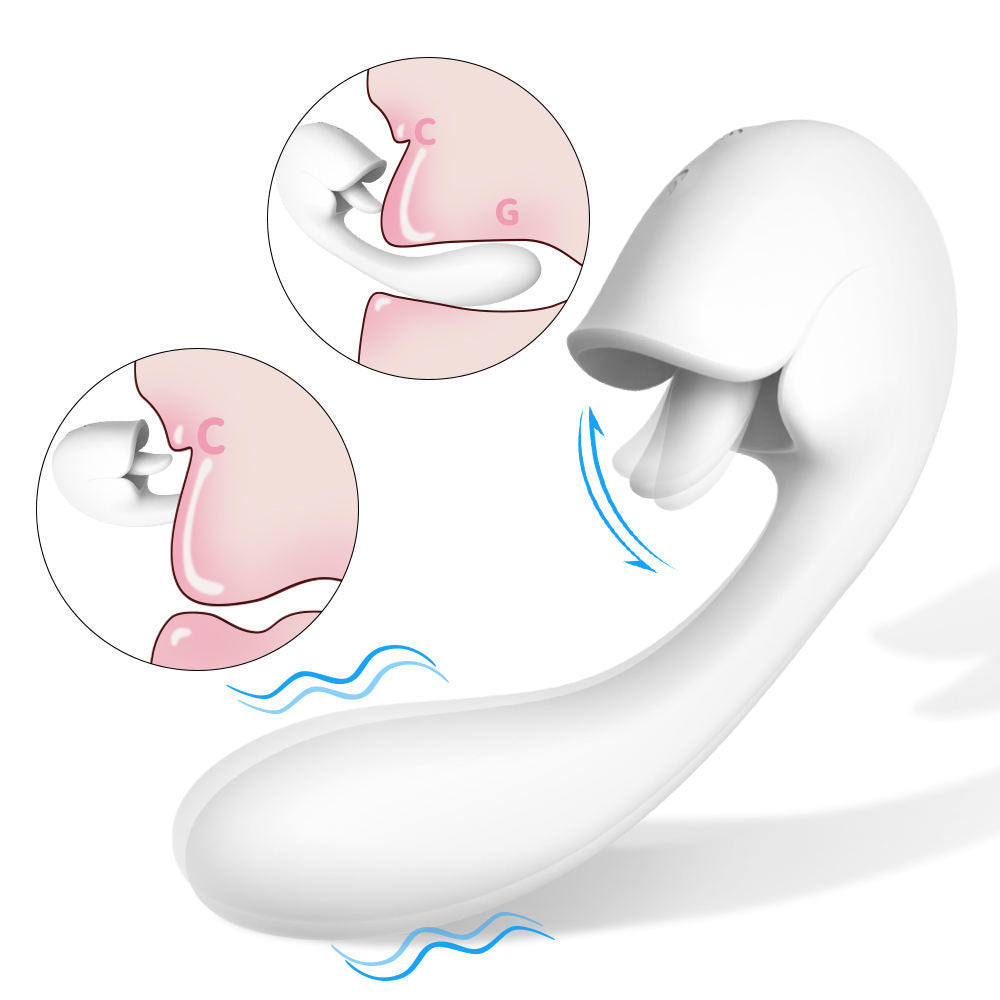 2 in 1 Tongue Licking Vibration Soothing Massage and Masturbator Sex Vibrator