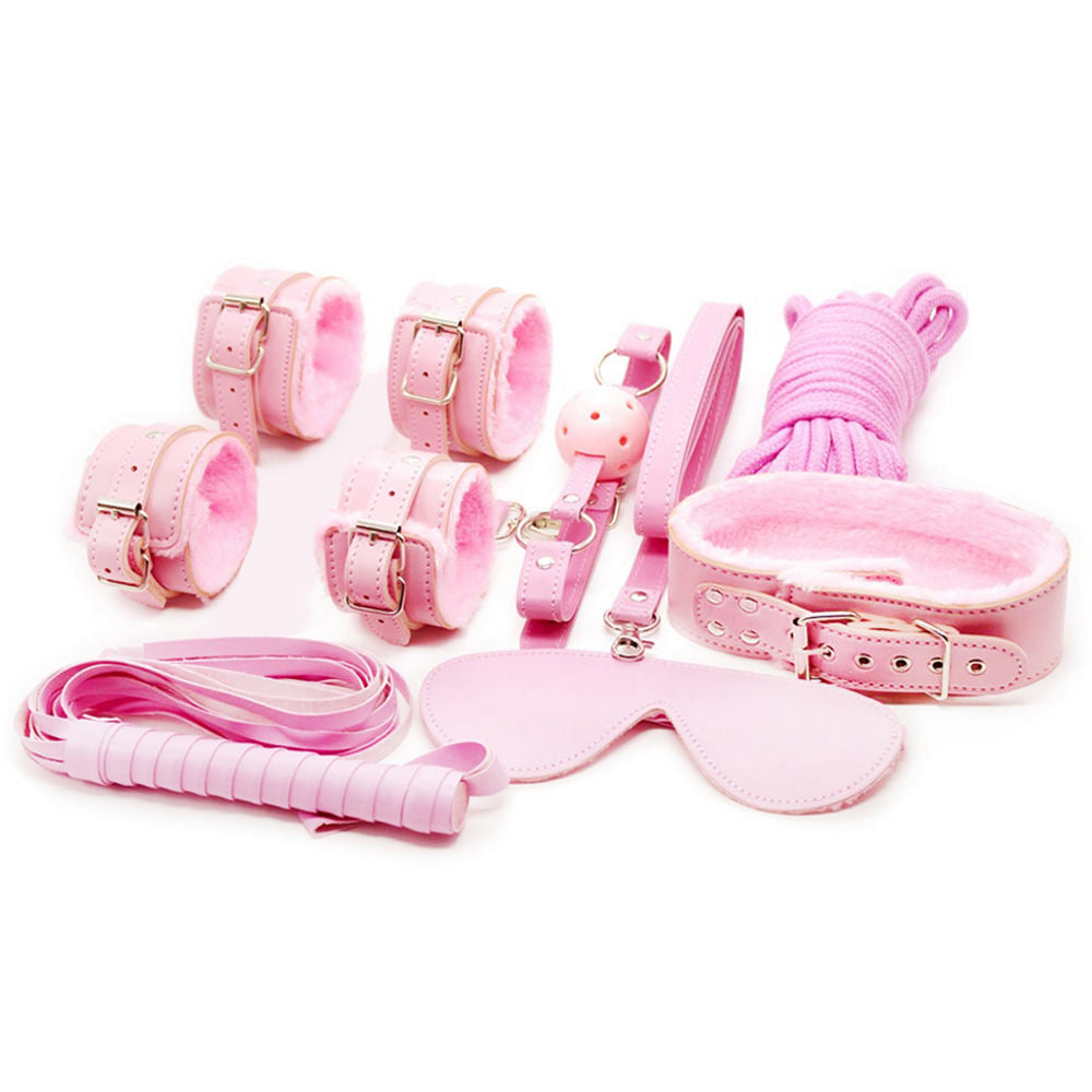 SM Flirting Bondage Sexy Plush Leather 7-piece Set of Fun Items Props