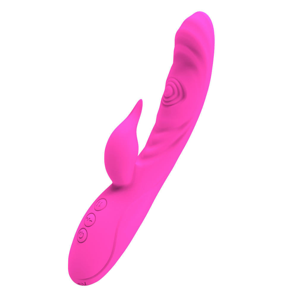 Female 3 in 1 Rabbit Silicone Vibrator Double Tap G-pot Vibrator