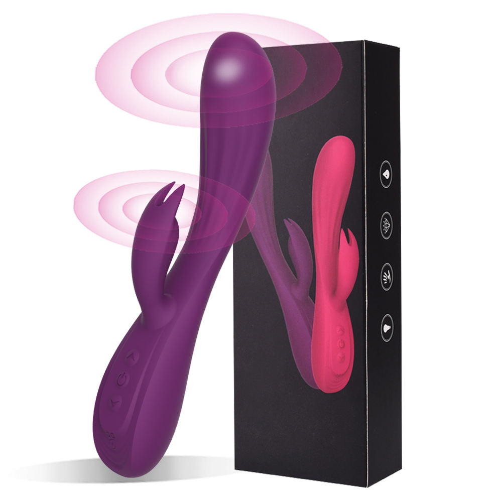 Full Cover Rubber Dual Motor Rabbit Vibrator Female Flirting Stimulation Masturbator