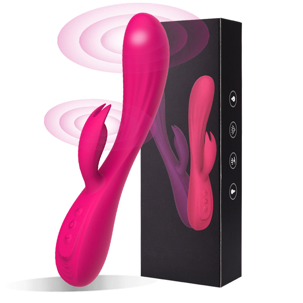 Full Cover Rubber Dual Motor Rabbit Vibrator Female Flirting Stimulation Masturbator