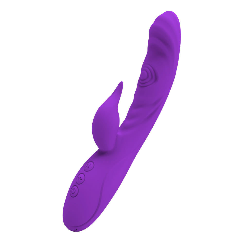 Female 3 in 1 Rabbit Silicone Vibrator Double Tap G-pot Vibrator