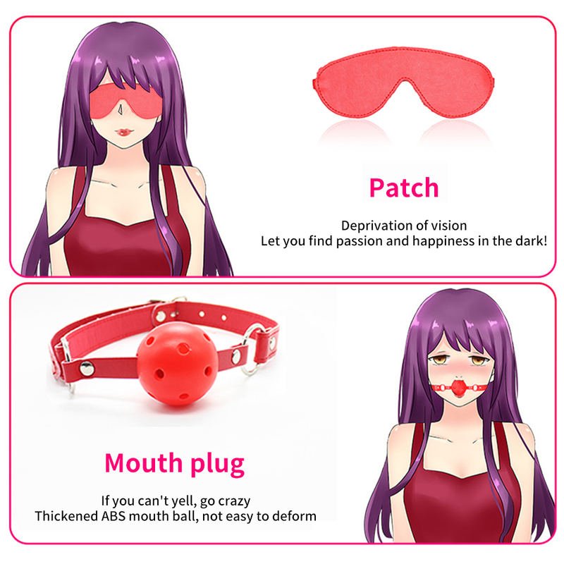 SM Flirting Bondage Sexy Plush Leather 7 - piece Set of Fun Items Props - Lovetoys wholesales shop