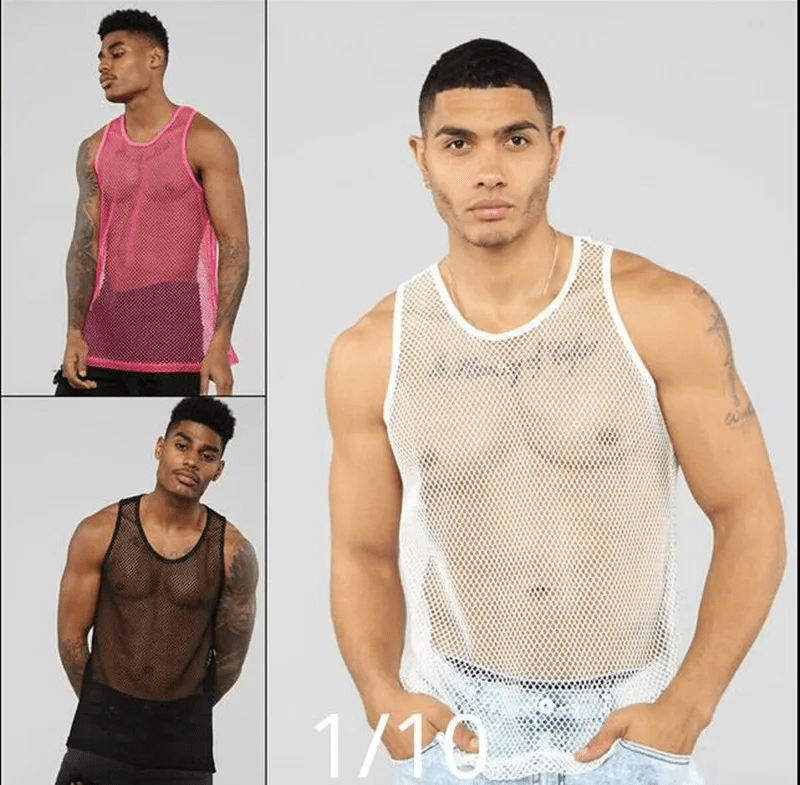 Solid Color Sexy Mesh Hollow Transparent Vest - Lovetoys wholesales shop