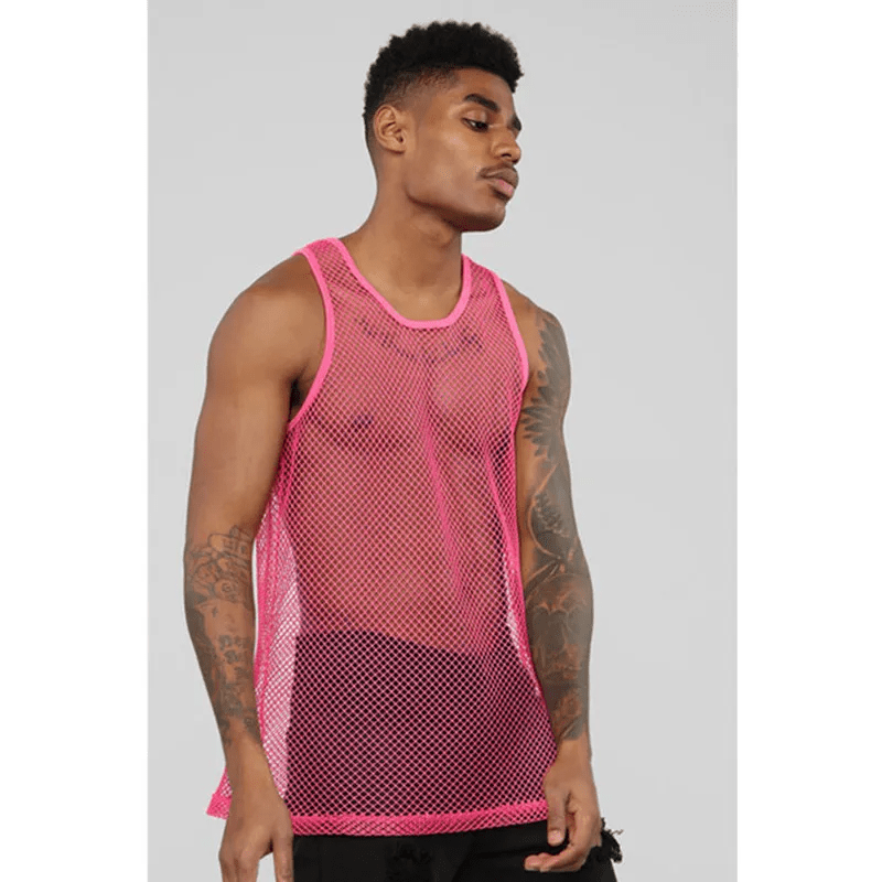 Solid Color Sexy Mesh Hollow Transparent Vest - Lovetoys wholesales shop
