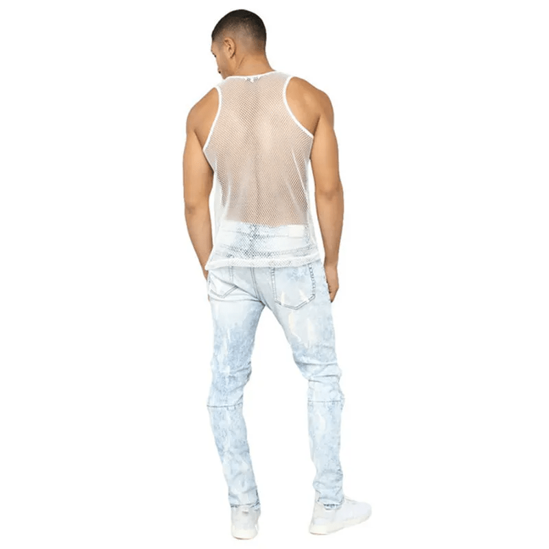 Solid Color Sexy Mesh Hollow Transparent Vest - Lovetoys wholesales shop