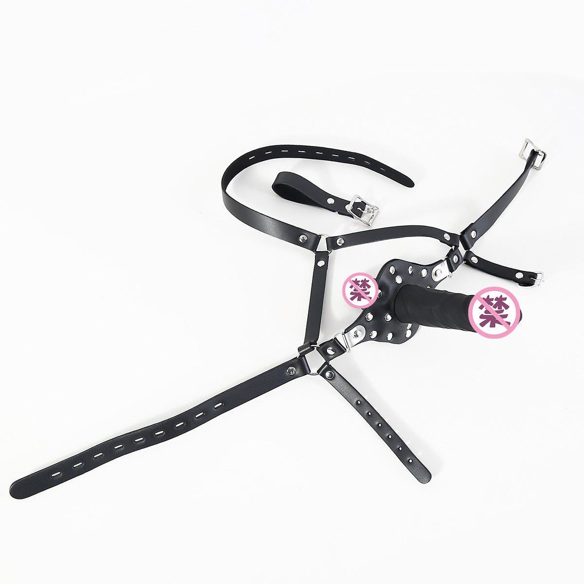 Strap On Silicone Double Dildo With Penis Gag - Lovetoys wholesales shop