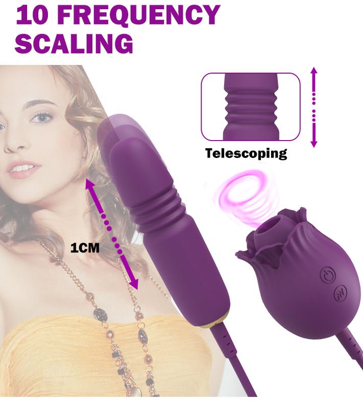 Sucking Rotating Telescopion Rose Dildo Vibrator Vagina Massager Sex Toy - Lovetoys wholesales shop