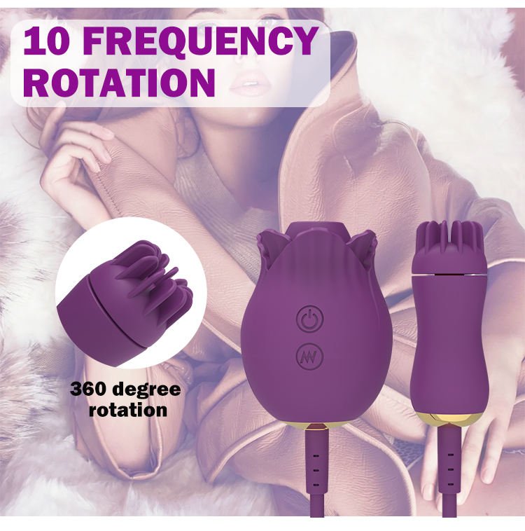 Sucking Rotating Telescopion Rose Dildo Vibrator Vagina Massager Sex Toy - Lovetoys wholesales shop