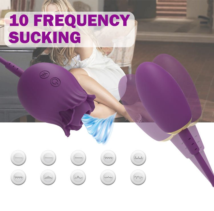 Sucking Rotating Telescopion Rose Dildo Vibrator Vagina Massager Sex Toy - Lovetoys wholesales shop