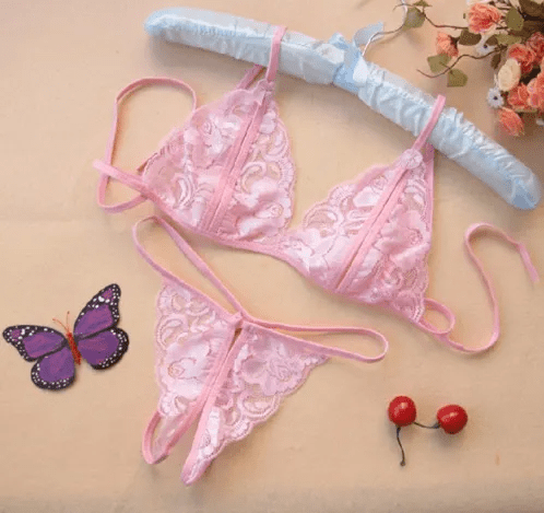 T103847C6 Women Sexy Solid Color Lace See - Through Bra Panty Set - Lovetoys wholesales shop