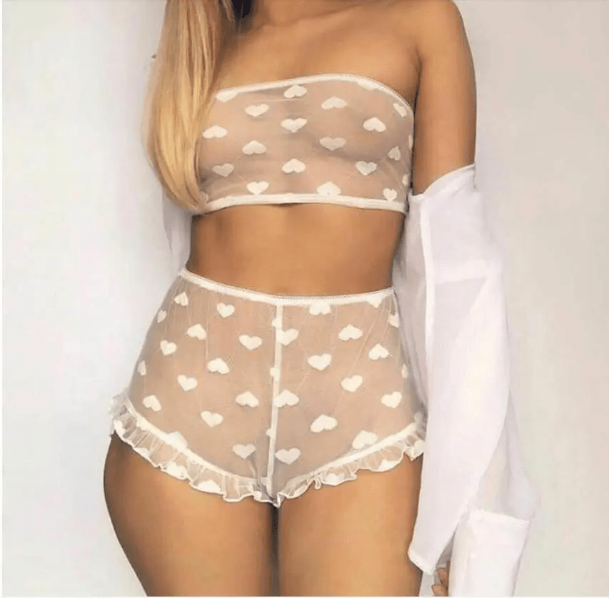 T103AD772C Women Sexy Mesh Perspective Heart - Shaped Lingerie - Lovetoys wholesales shop