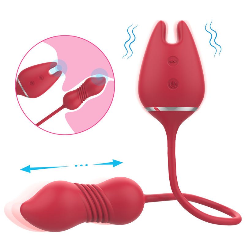 Thrusting G - spot Clitoral Nipple Stimulating Vibrator Female Masturbator Rose Sex Toy - Lovetoys wholesales shop