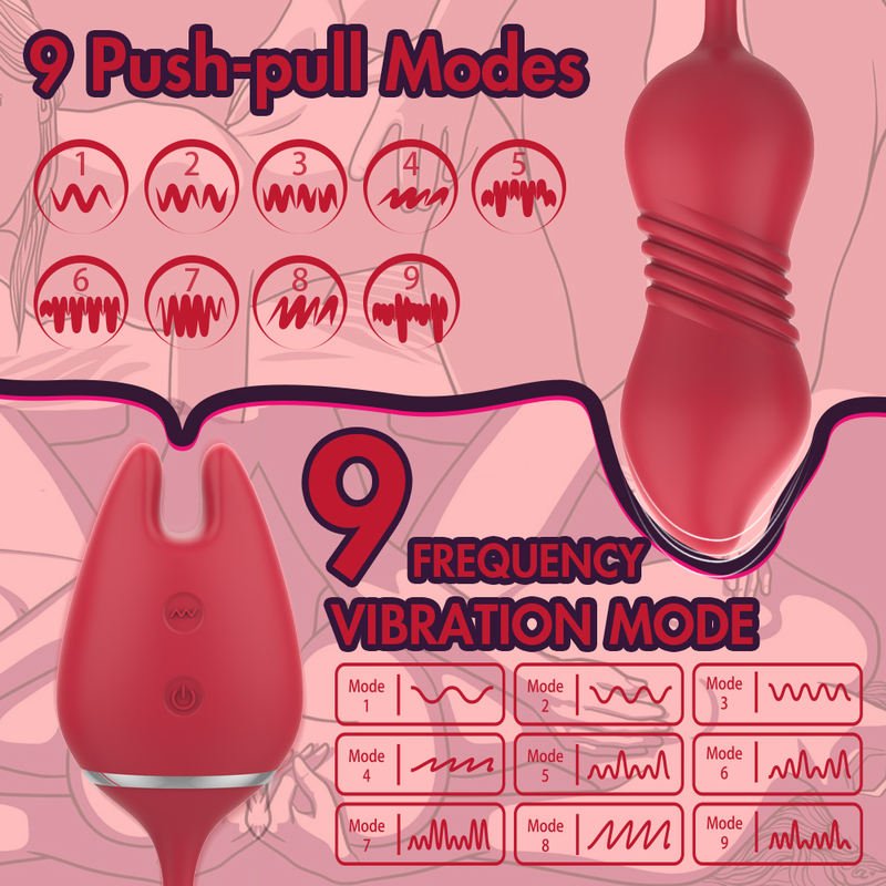 Thrusting G - spot Clitoral Nipple Stimulating Vibrator Female Masturbator Rose Sex Toy - Lovetoys wholesales shop