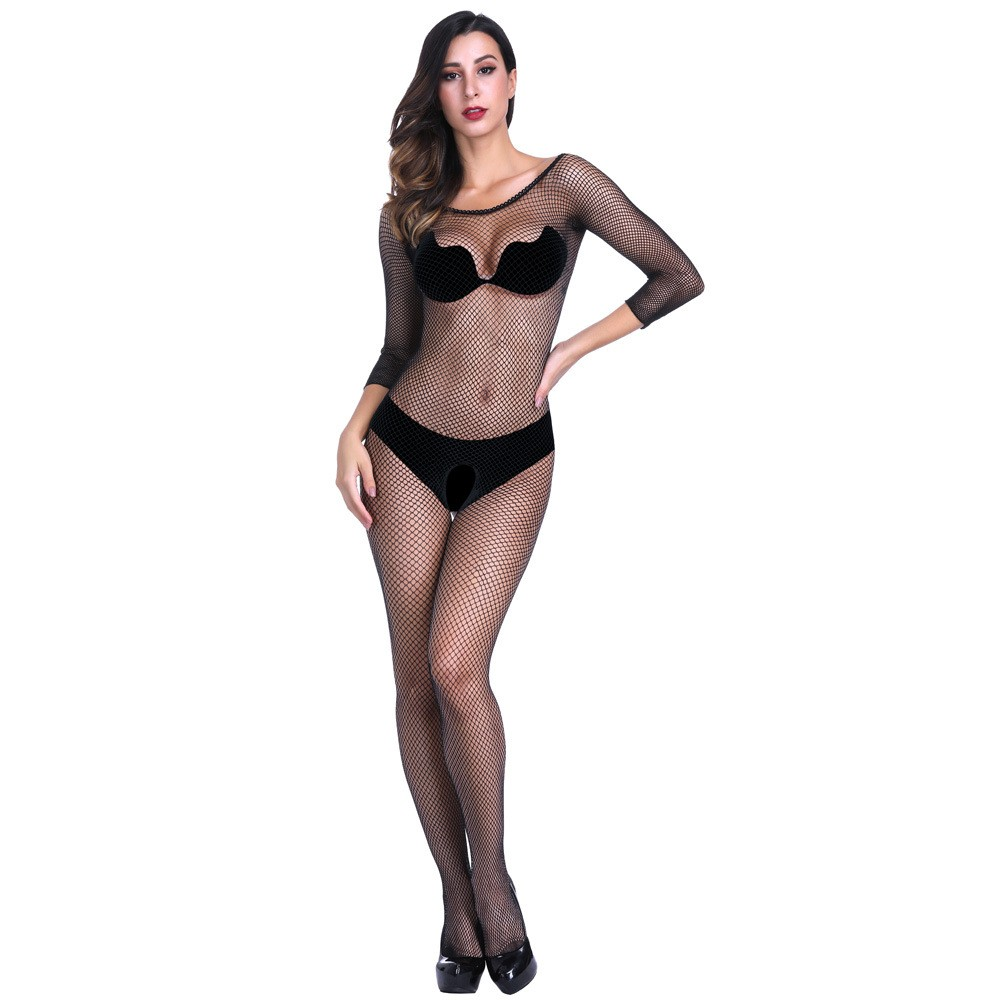 Ladies Hot See-through Fishnet Long-sleeved Shirt