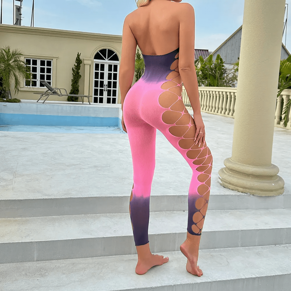 Women Fashion Gray Pink Gradient Hollow - Out One - Piece Sexy Lingerie - Lovetoys wholesales shop