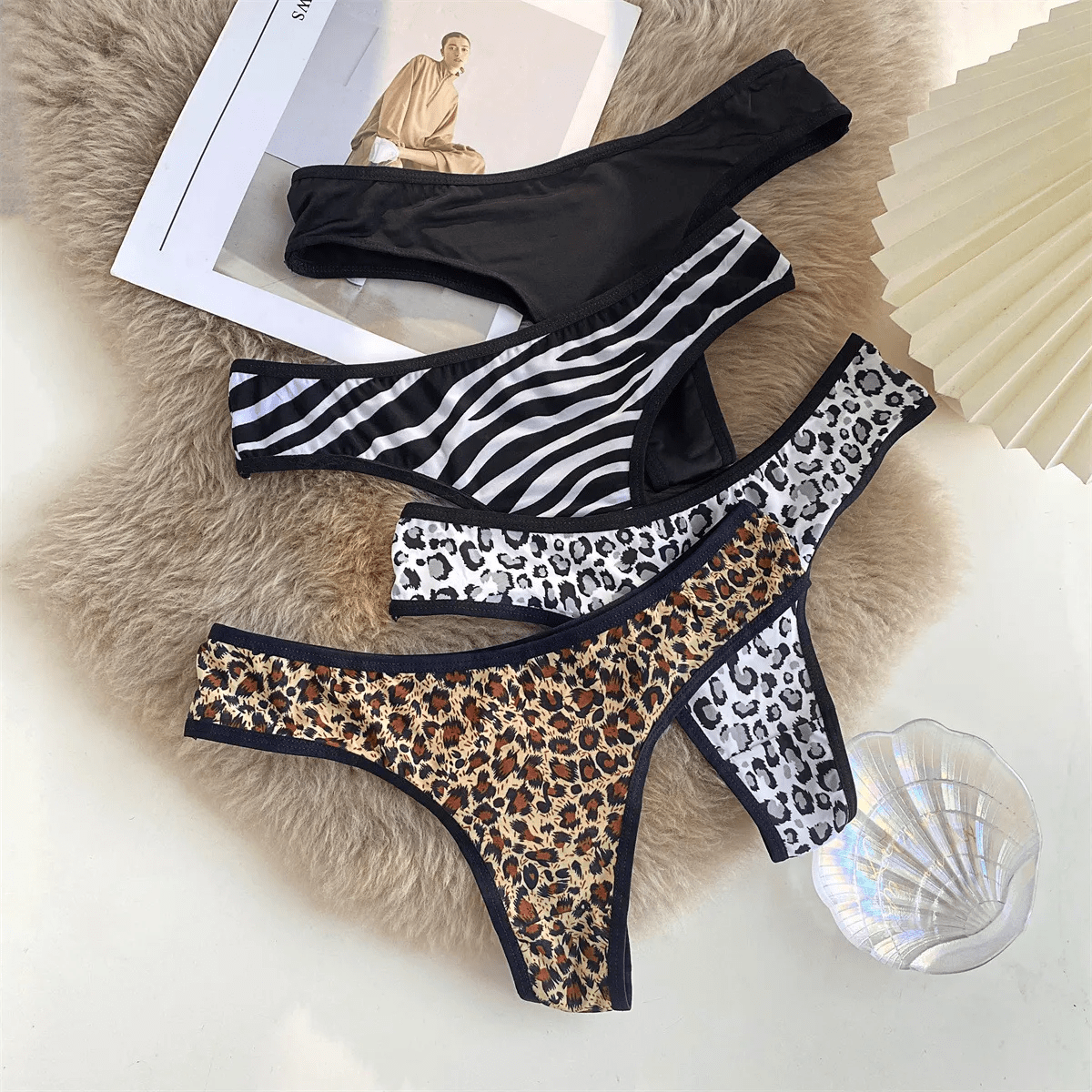 Women Fashion Sexy Hollow Leopard Zebra Print Low Waist Underwear - Lovetoys wholesales shop