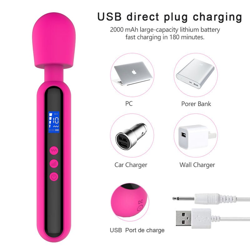 Women Personal Full Body AV Wand Lcd Display Vibrators - Lovetoys wholesales shop