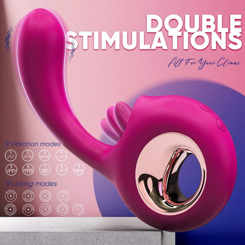 Women Sex Toys 2 in 1 Clitoral Tongue Licking Vibrator 9 Patterns Vaginal Stimulator - Lovetoys wholesales shop