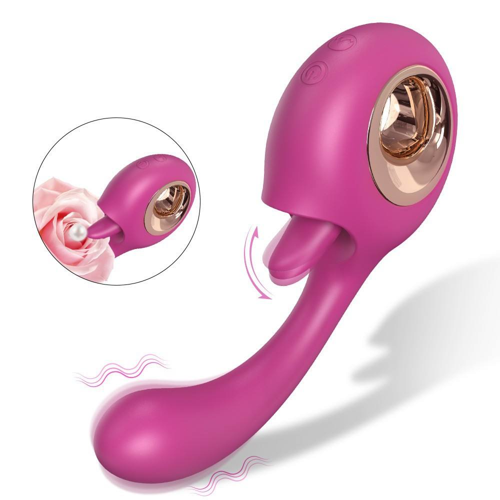 Women Sex Toys 2 in 1 Clitoral Tongue Licking Vibrator 9 Patterns Vaginal Stimulator - Lovetoys wholesales shop