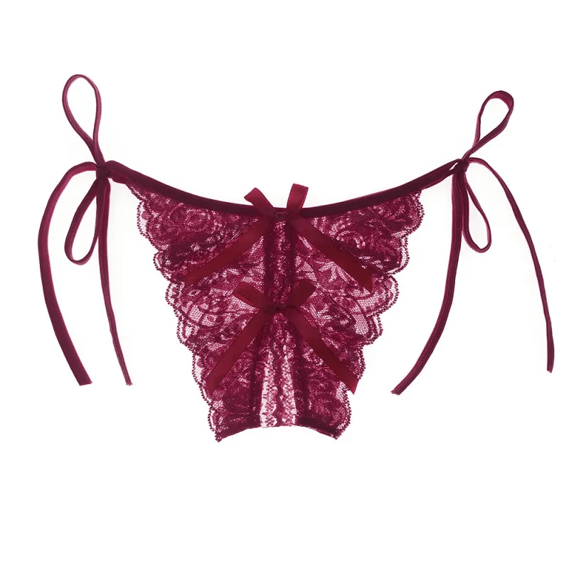 Women Sexy Lace See - through Solid Color Bandage T - back - Lovetoys wholesales shop
