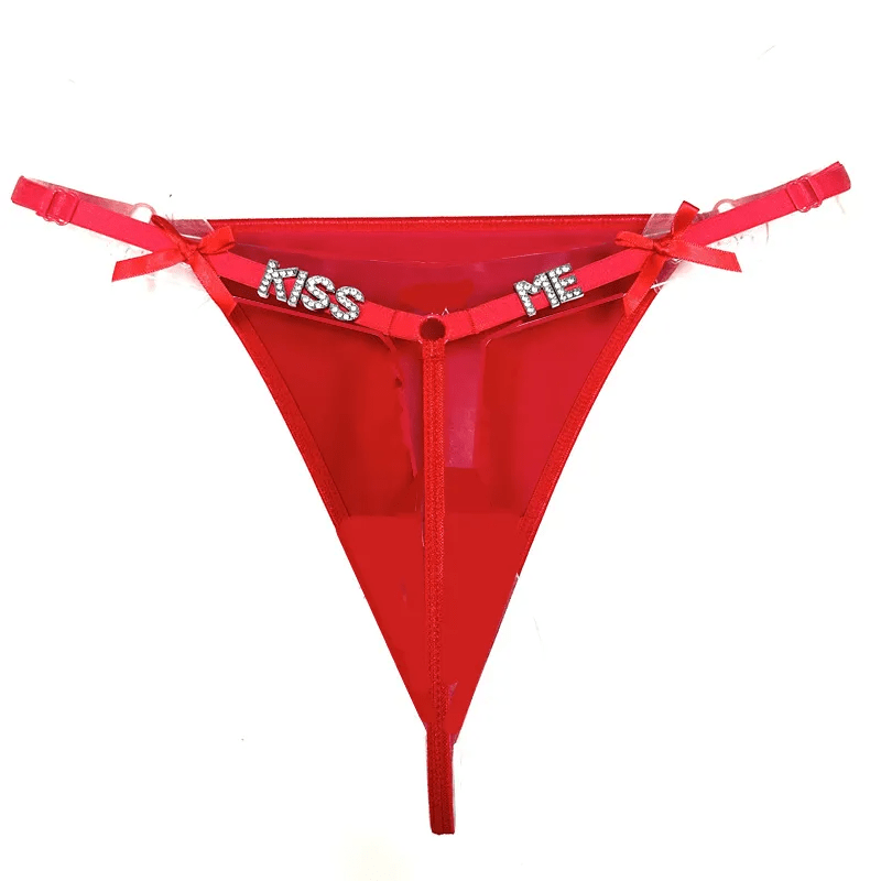 Women Sexy Rhinestone Letter Bow Thongs - Lovetoys wholesales shop