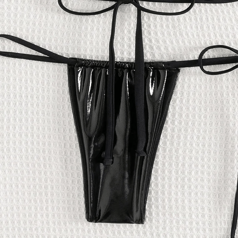 Women Sexy Solid Color Lace - Up Bikini Beach Swimsuit - Lovetoys wholesales shop